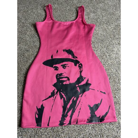ASAALI Jean Co. Pink Bodycon Dress Bright Pink Graphic Size Small - Picture 2 of 9